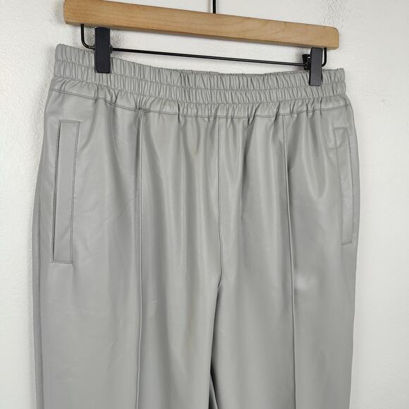 Monfrere Faux Leather Pants Mens Medium Gray‎ Pull On Joggers Preppy NWOT - Picture 2 of 7